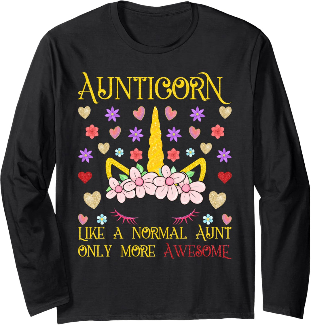 Aunticorn Unicorn Aunt Outfit Aunty Floral Birthday Gift Langarmshirt