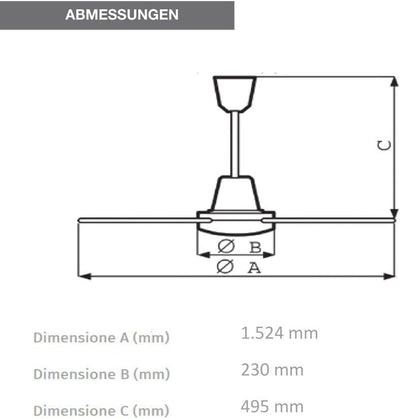 Vortice Deckenventilator, Strahlwasserschutz, Sommer-/Winterschalter, Ø 152 cm, Nordik International