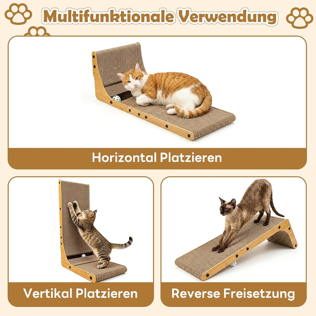 Kratzbrett Katzen, Kratzpappe für Katzen L-förmige 70cm Katzenkratzbretter | Katzen Kratzbrett mit C