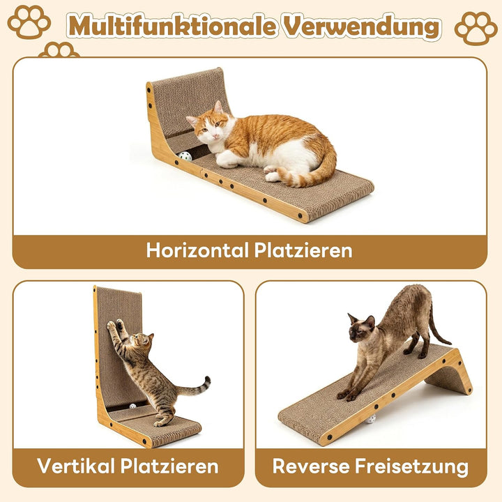 Kratzbrett Katzen, Kratzpappe für Katzen L-förmige 70cm Katzenkratzbretter | Katzen Kratzbrett mit C
