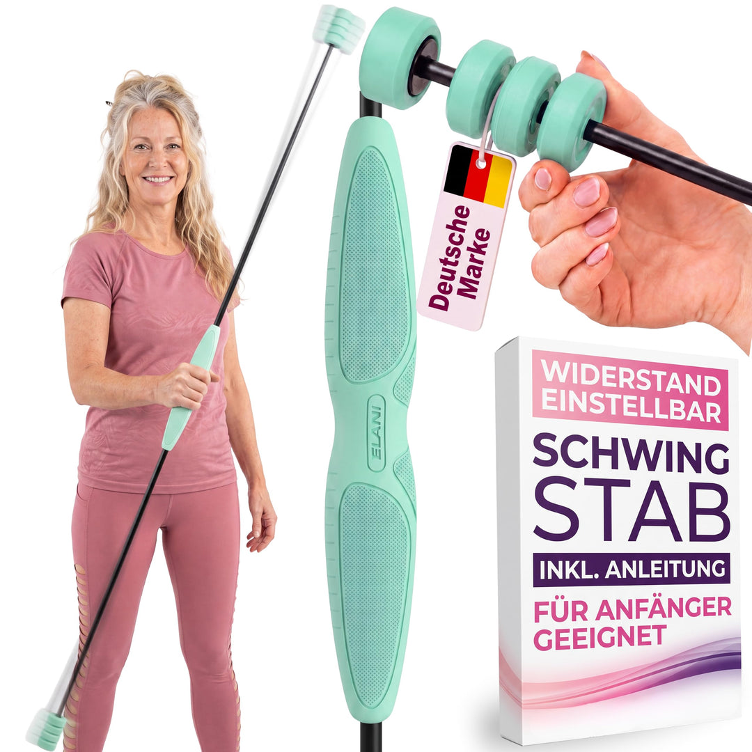 ELANI Schwingstab - Verstellbarer Widerstand &amp; ergonomischer Griff - hochbelastbarer Gymnastikstab,
