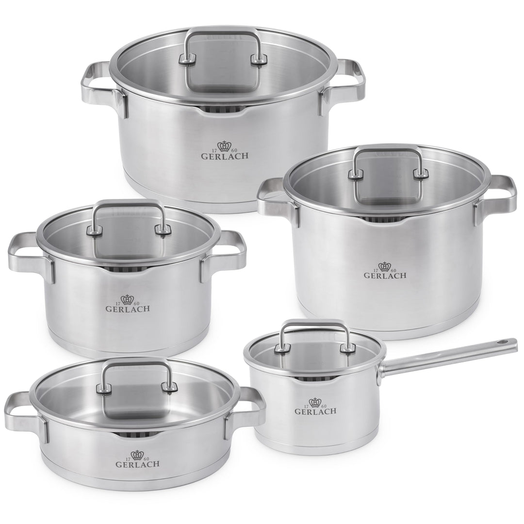 Gerlach 1760 Prestige Plus Topf-Set Aus Edelstahl Kochtopf-Set Induktion Induktionstöpfe-Set Töpfe-S