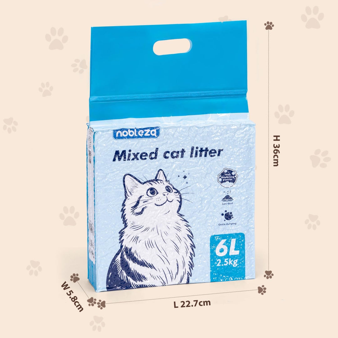 Nobleza Tofu & Bentonit Katzenstreu 10kg (4 x 2.5kg) – Gemischtes Katzenstreu, Schnell klumpend, sta