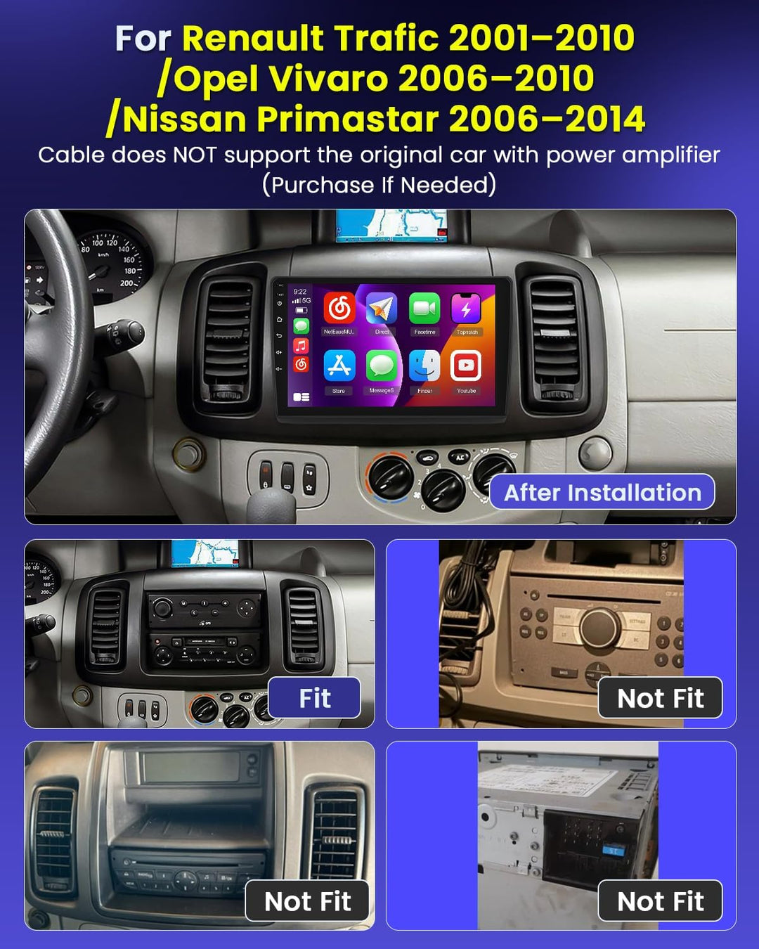 Hikity 2+64GB Android 15 Autoradio für Opel Vivaro 2006–2010/Trafic 2001–2010/Nissan Primastar 2006–