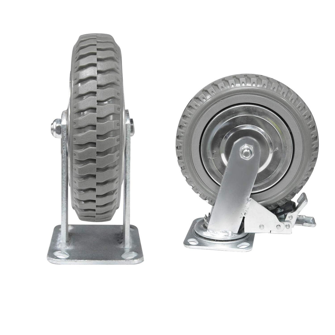 4PCS Schwerlastrollen 200mm Transportrollen Möbelrollen Vollgummi Rollen mit Bremse 360°Grad drehbar