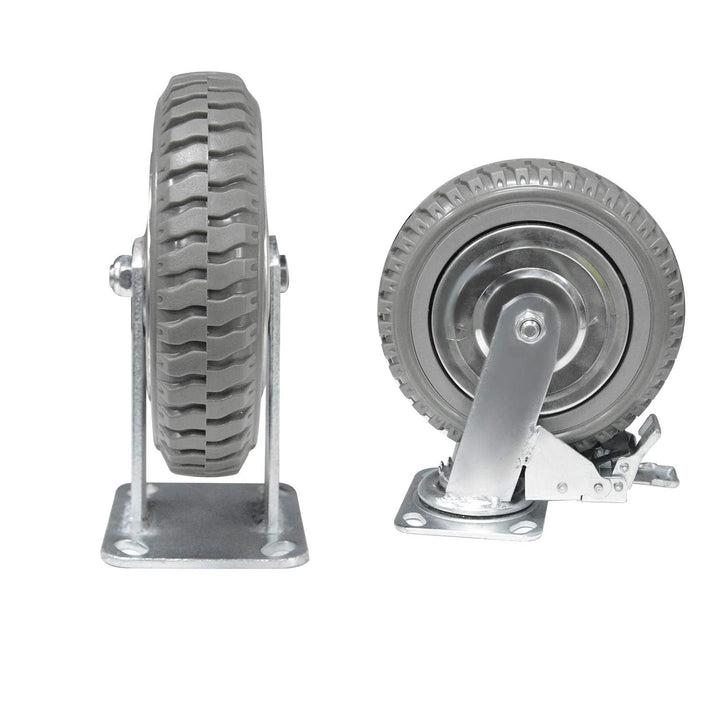 4PCS Schwerlastrollen 200mm Transportrollen Möbelrollen Vollgummi Rollen mit Bremse 360°Grad drehbar