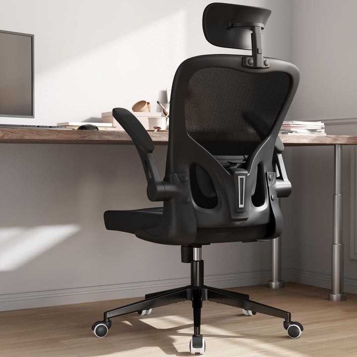 Monhey Ergonomischer Bürostuhl – Verstellbarer Schreibtischstuhl mit Lendenstütze, Kopfstütze, klapp