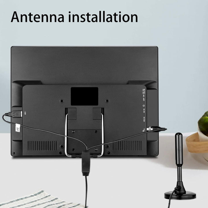 KCR 14.0 Zoll digitaler DVB-T2 tragbarer Fernseher, Freeview, wiederaufladbarer Akku, USB-Anschluss,