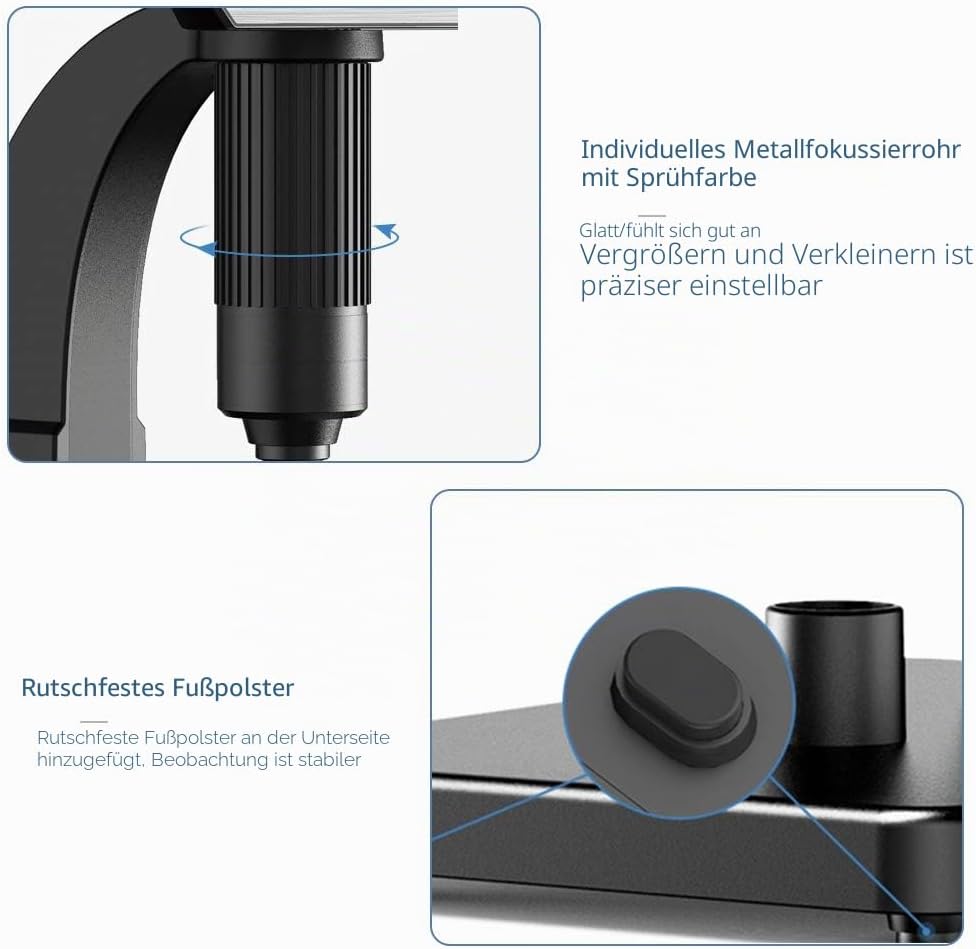 Digitales Mikroskop mit LCD-Display 7 Zoll (17.8 cm) Doppelobjektiv, 500 – 2000 X Kamera mit 12 MP u