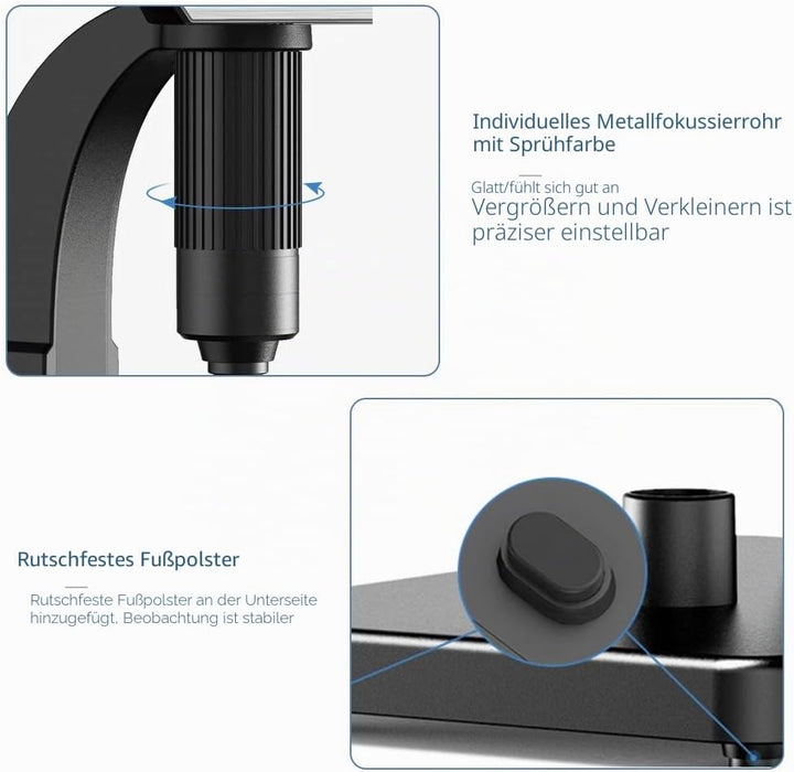 Digitales Mikroskop mit LCD-Display 7 Zoll (17.8 cm) Doppelobjektiv, 500 – 2000 X Kamera mit 12 MP u