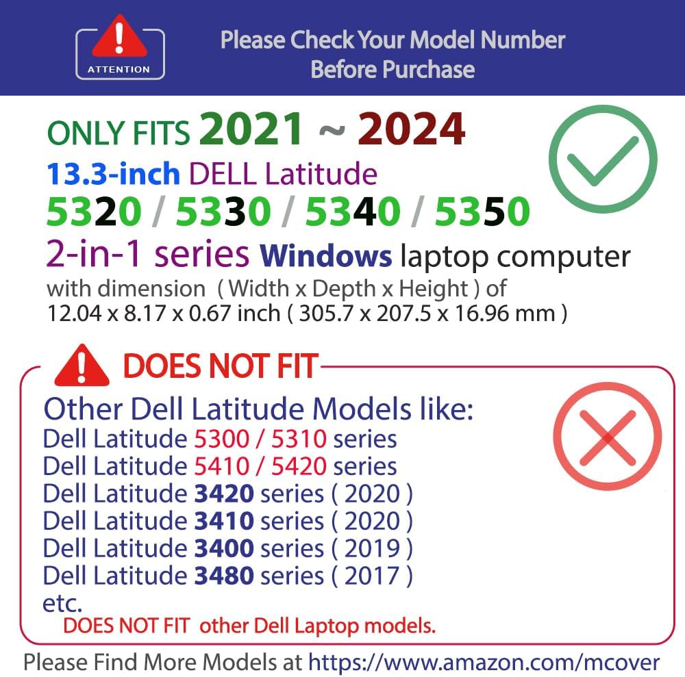 mCover Nur kompatibel mit 2021 ~ 2022 13,3 Zoll Dell Latitude 5320 5330 2-in-1 Windows Laptop Notebo