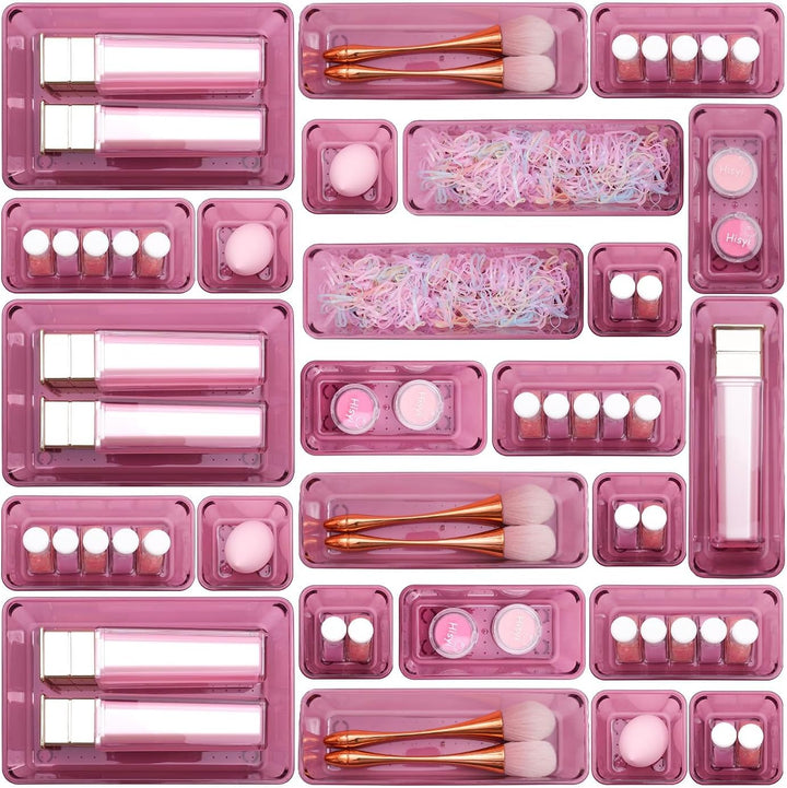 Schubladen Organizer, 25 Stück in 4 Grössen, Kunststoff, Schminktisch und Make-up Organizer, Ordnung