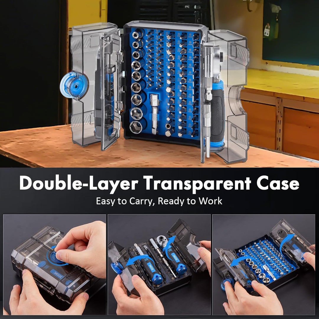 XOOL 78-in-1 Ratschen-Schraubendreher Set, Multifunktionales Präzisions-Werkzeugset mit 41 Bits, 6,3
