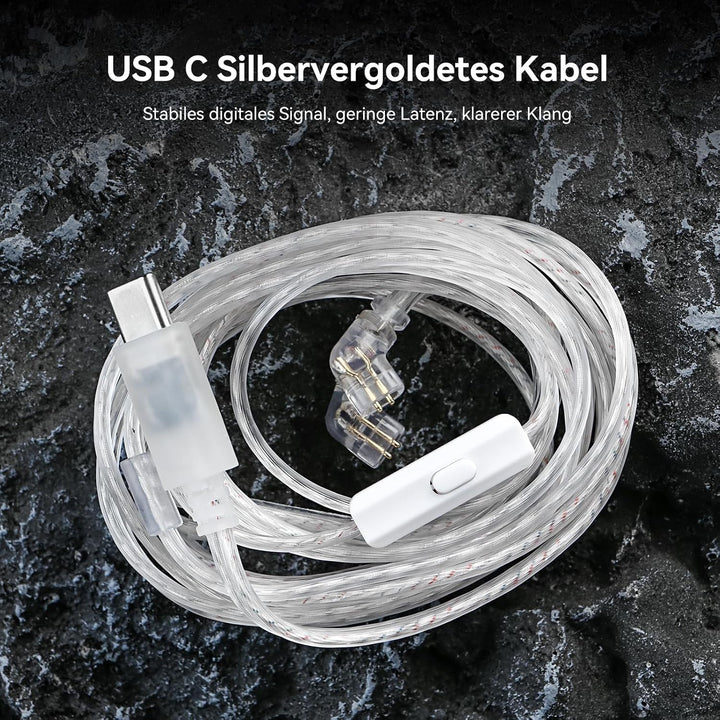 Yinyoo KBEAR BK1 USB-C Gaming-Ohrhörer mit Mikrofon, 10mm Dynamic Driver USB-C Kopfhörer für FPS-Spi