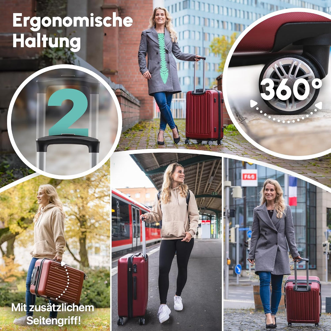 Easy Move ABS Hartschalenkoffer [ERGONOMISCH &amp; SICHER] - Grosser Trolley Koffer mit 360° Rädern, Zah