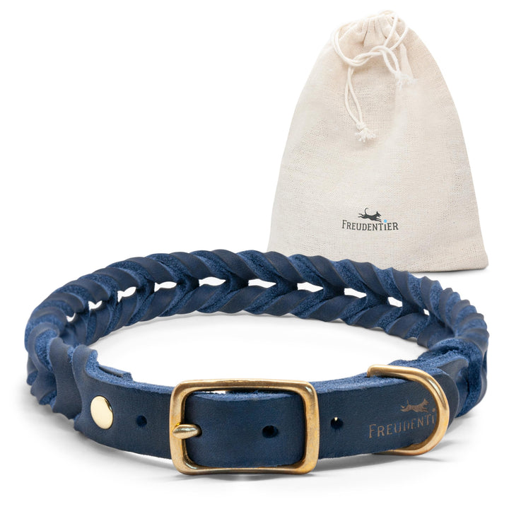 FREUDENTIER Hundehalsband geflochten aus Leder - Handmade in Holland - AlsterTwist Kollektion aus 10