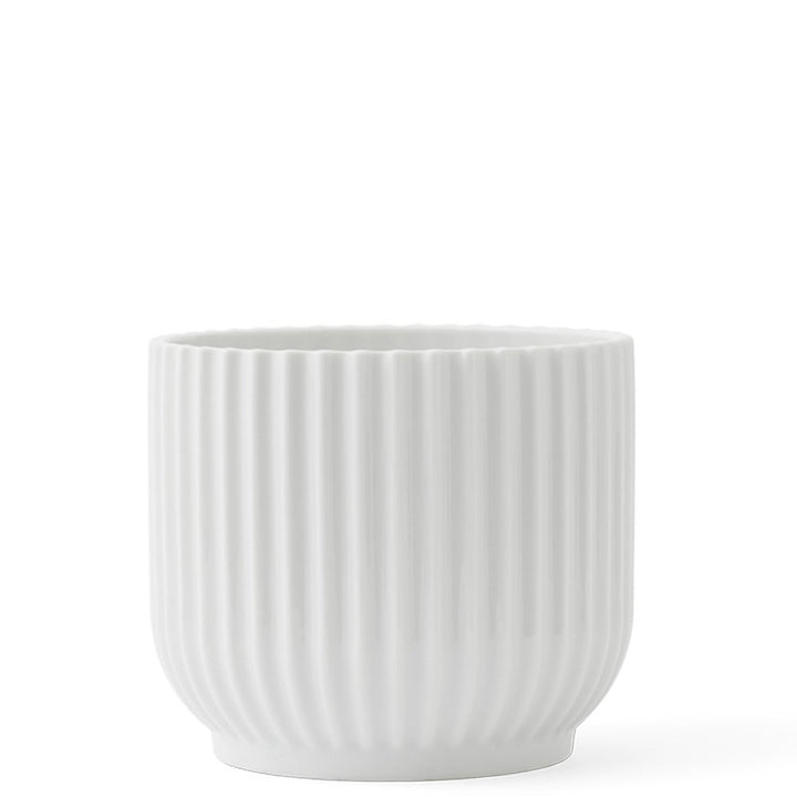 Lyngby Porcelæn Übertopf gross Lyngby im Bauhaus-Stil Zeitloses Design, Weiss 20,3cm Bianco, 20,3cm