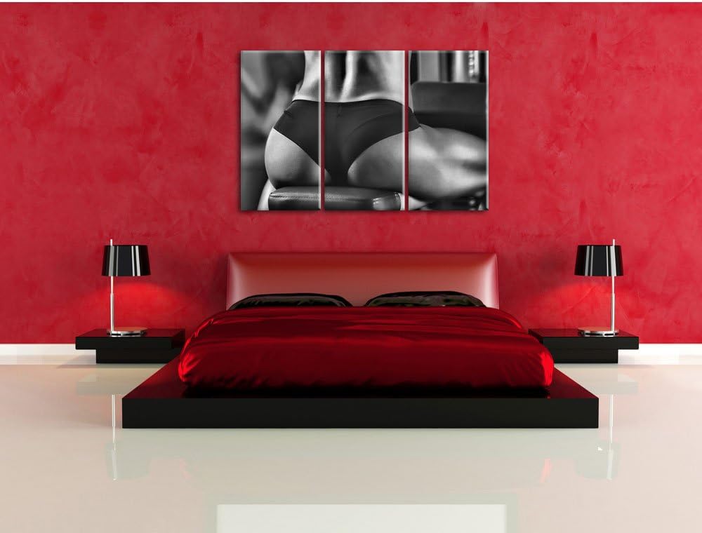 Pixxprint Frauenkörper von hinten als Leinwandbild/Grösse: 3 Teilig (120x80 cm) cm/Wandbild/Kunstdru