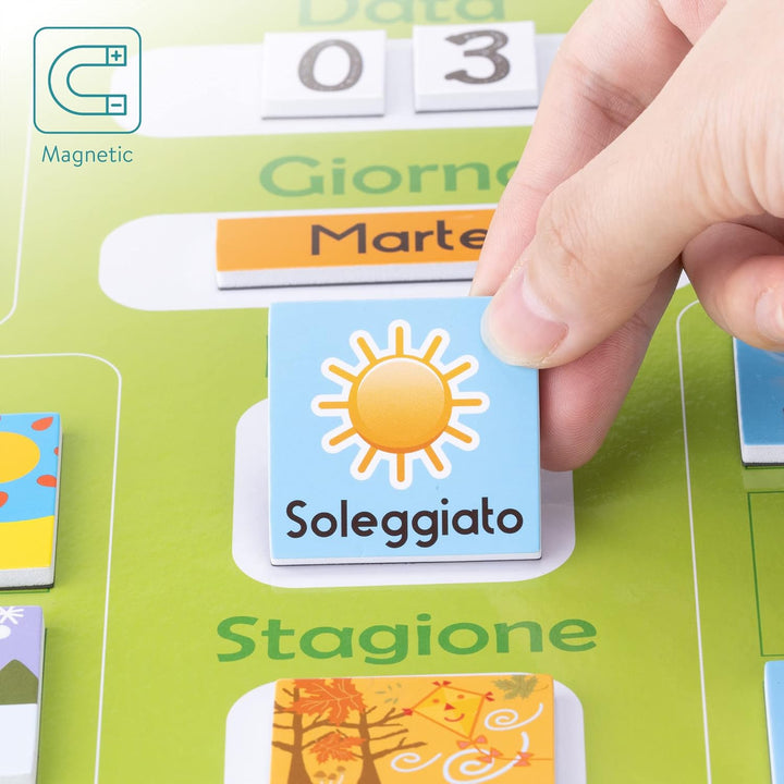 Navaris Kalender Tafel für Kinder - Lerntafel Jahreszeiten Uhr - Magnet Spiel Lernuhr - Kinderkalend
