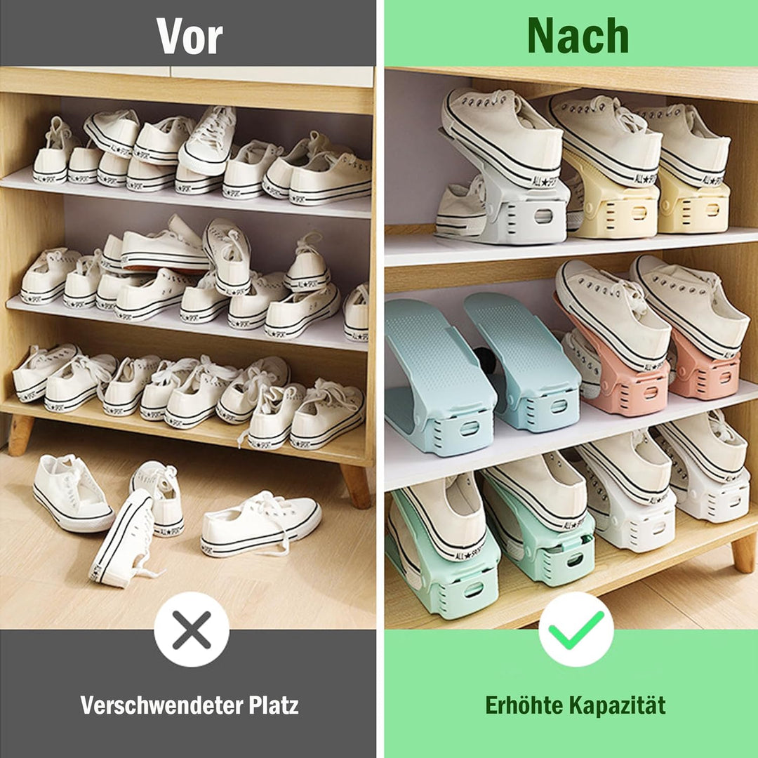 10 Stück Einstellbare Schuhschlitze aus PP Anti-rutsch Schuhregale Höhenverstellbare Schuhstapler Pl