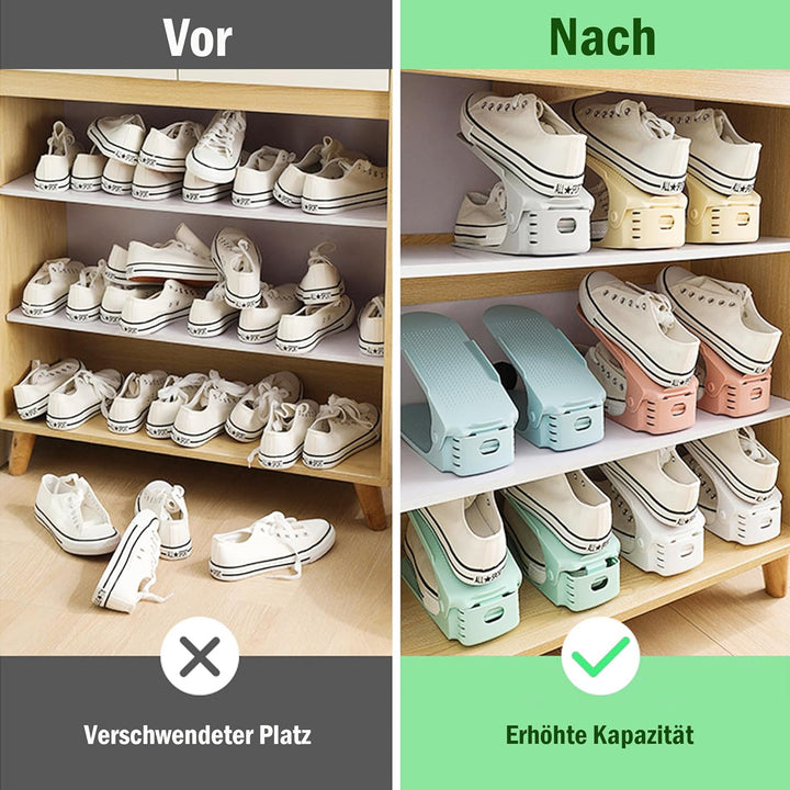 20 Stück Einstellbare Schuhschlitze aus PP Anti-rutsch Schuhregale Höhenverstellbare Schuhstapler Pl