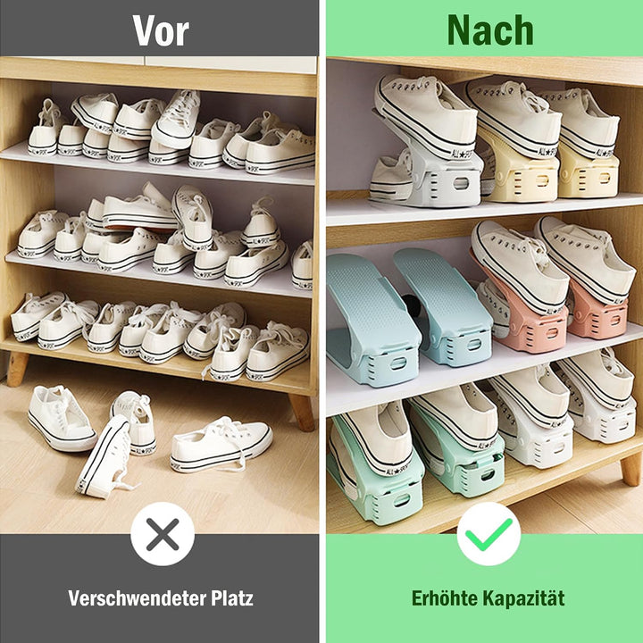 30 Stück Einstellbare Schuhschlitze aus PP Anti-rutsch Schuhregale Höhenverstellbare Schuhstapler Pl
