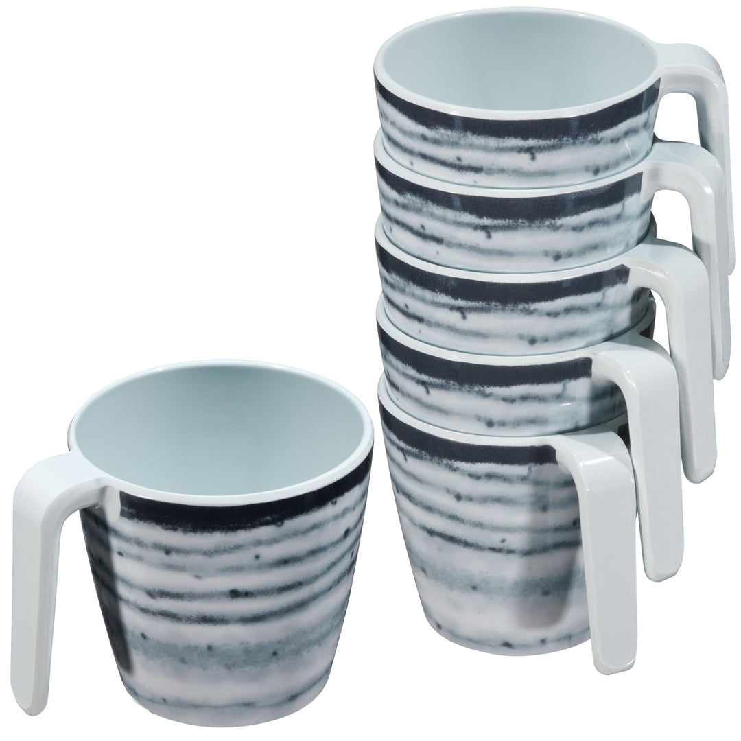 Melamin Geschirr Set Schiefer 6 Personen Blau Wohnwagen Camping Picknick 6 Teile - NUR Tassen, 6 Tei