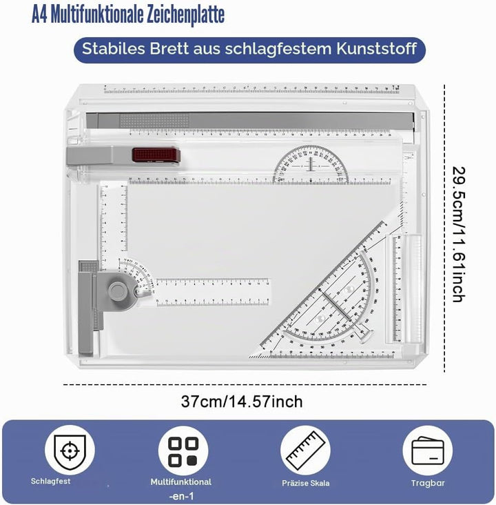 Zeichenplatte A4 Zeichenbrett Schnellzeichendreieck Zeichenschiene Architektur Zeichenbretter Geomet