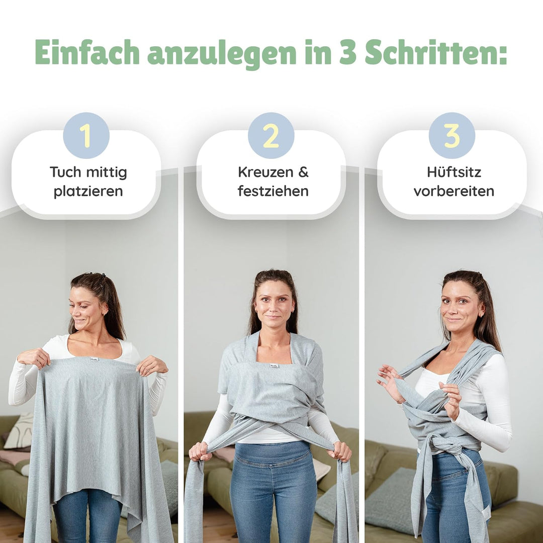 Tragetuch Neugeborene - Elastisches Baby Trage-Tuch ab Geburt, Atmungsaktive & ergonomische Koala-Ba