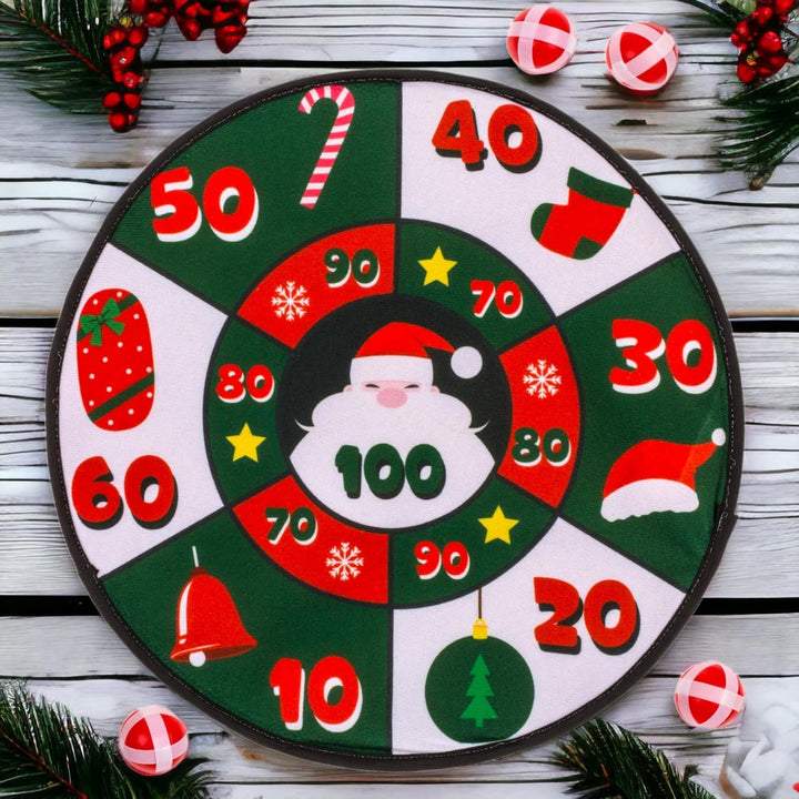 MIJOMA Weihnachts-Filz-Dartscheibe mit 4 Klettband-Bällen, Ø 35 cm - Perfekter Familienzeitvertreib