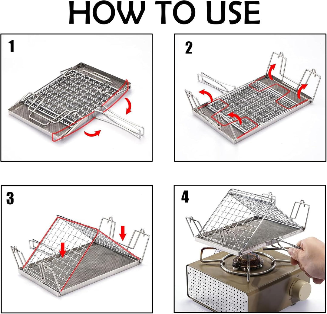 Edelstahl Camping Toaster, Faltbares Grillkorb für Brot, Hitzebeständig,Toast Racks Faltbarem, Mehrz