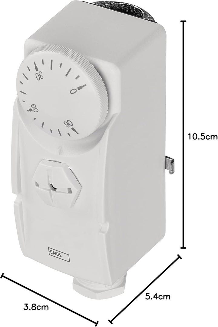 EMOS Anlegethermostat mit Drehknopf und Schraubenfeder, analoger Rohranlegethermostat für Heizung un