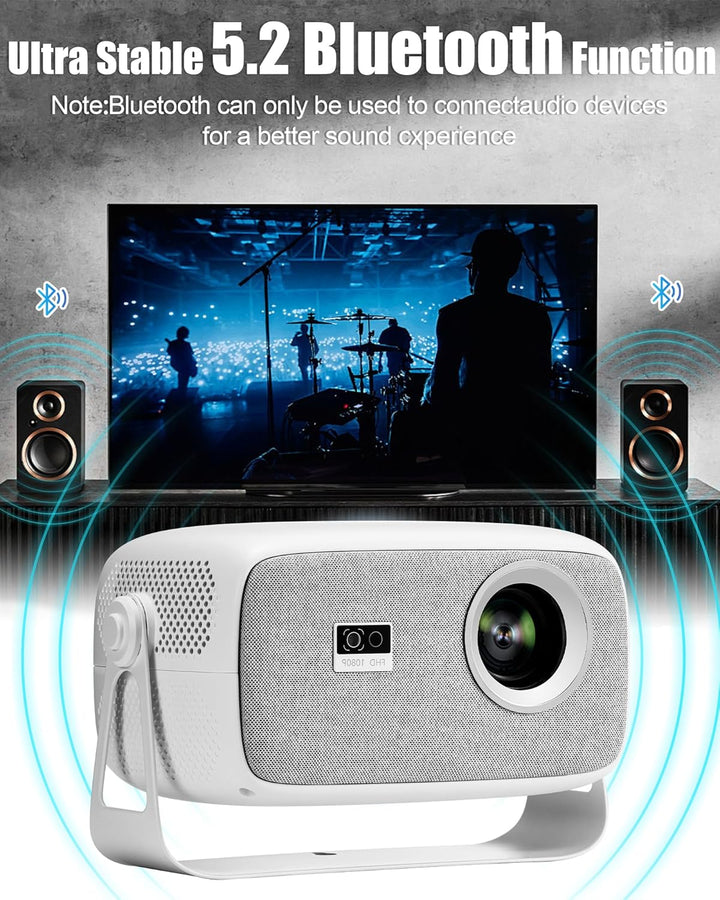 【Offiziell Lizenziertes Netflix & Autofokus】 Mini-Projektor mit WLAN und Bluetooth, 270°-Drehung, ge