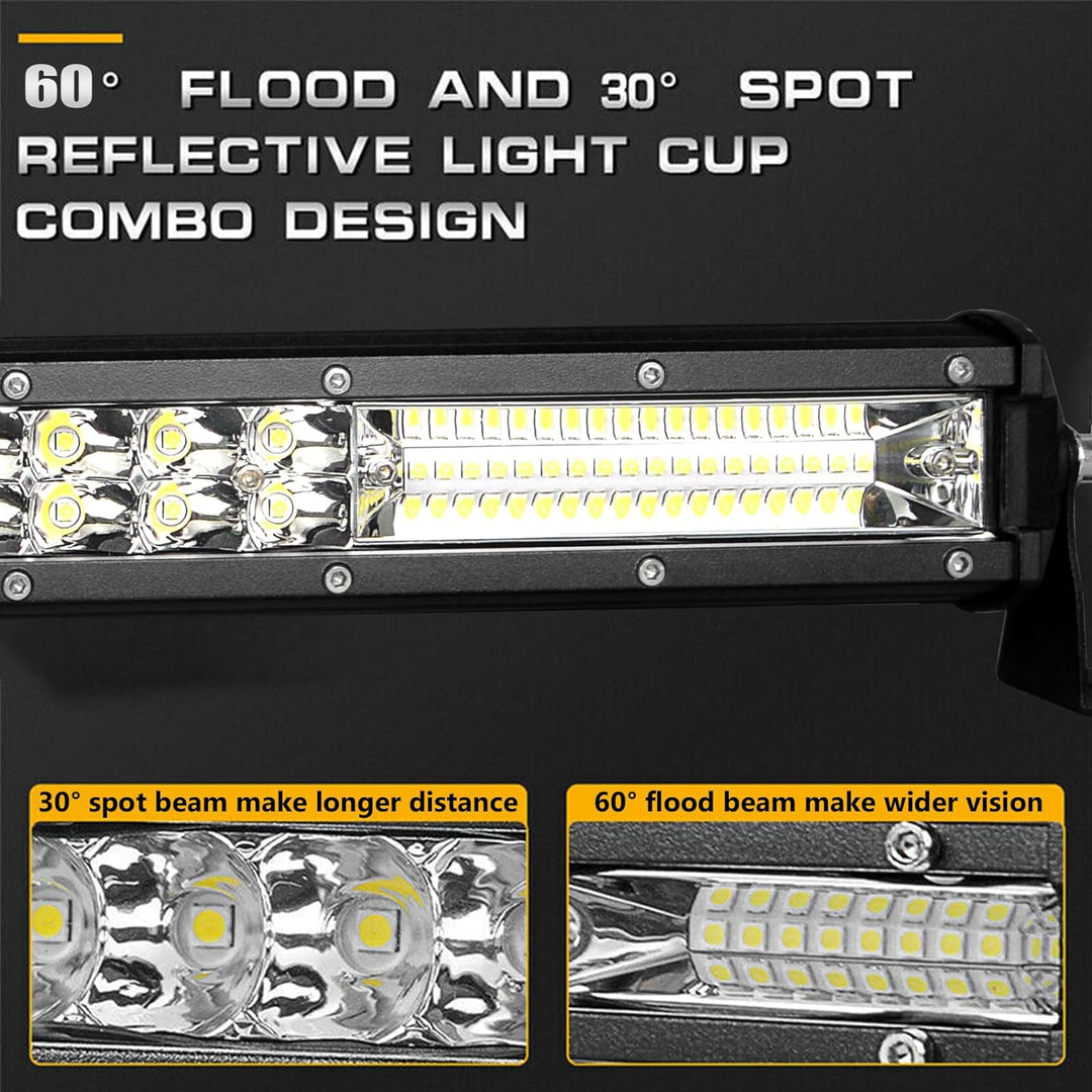 PICAA 24 Zoll 216W LED Lightbar Mit Kabelbaum Kit 12V, 6000K Weiss LED Lichtbalken Arbeitsscheinwerf