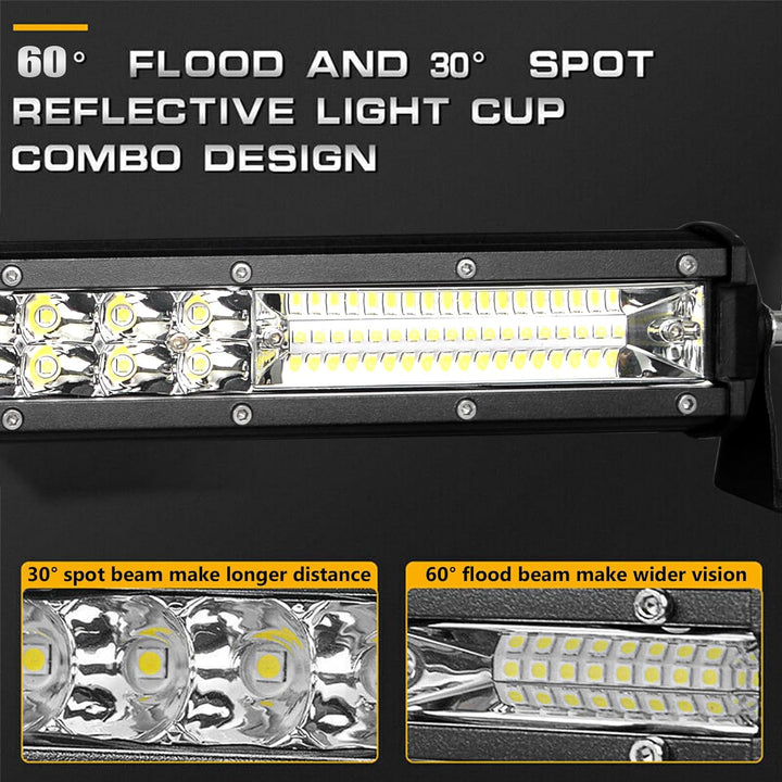 PICAA 24 Zoll 216W LED Lightbar Mit Kabelbaum Kit 12V, 6000K Weiss LED Lichtbalken Arbeitsscheinwerf