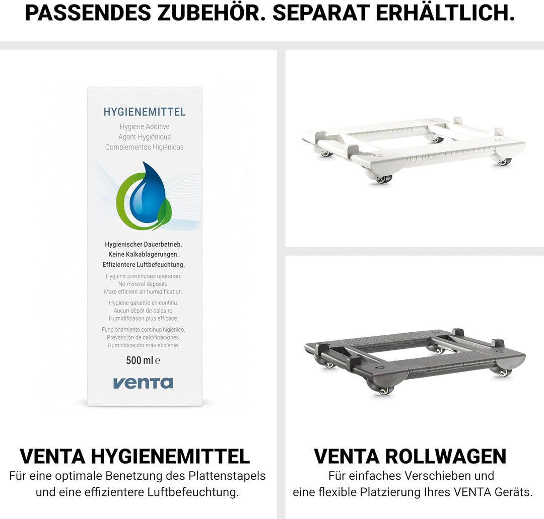 Venta Luftbefeuchter LW25 Classic Original, sehr leise 21 dB(A), energieeffizient 2 Watt, hygienisch