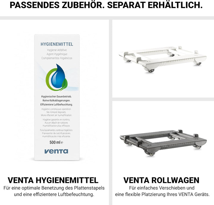 Venta Luftbefeuchter LW25 Classic Original, sehr leise 21 dB(A), energieeffizient 2 Watt, hygienisch