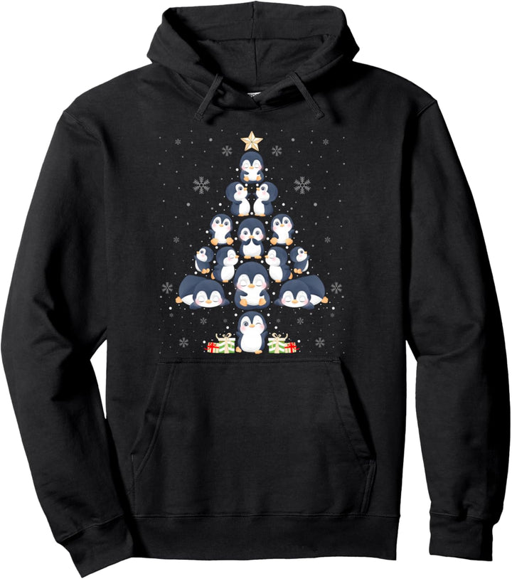 Penguin Lover Christmas Tree Lights Penguin Xmas Pullover Hoodie