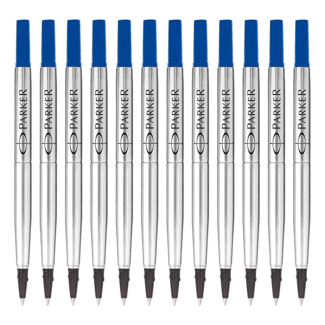 Parker Ersatzminen für Tintenroller | feine Spitze | blaue QUINK Tinte | 12 Stück Blau feine Feder,