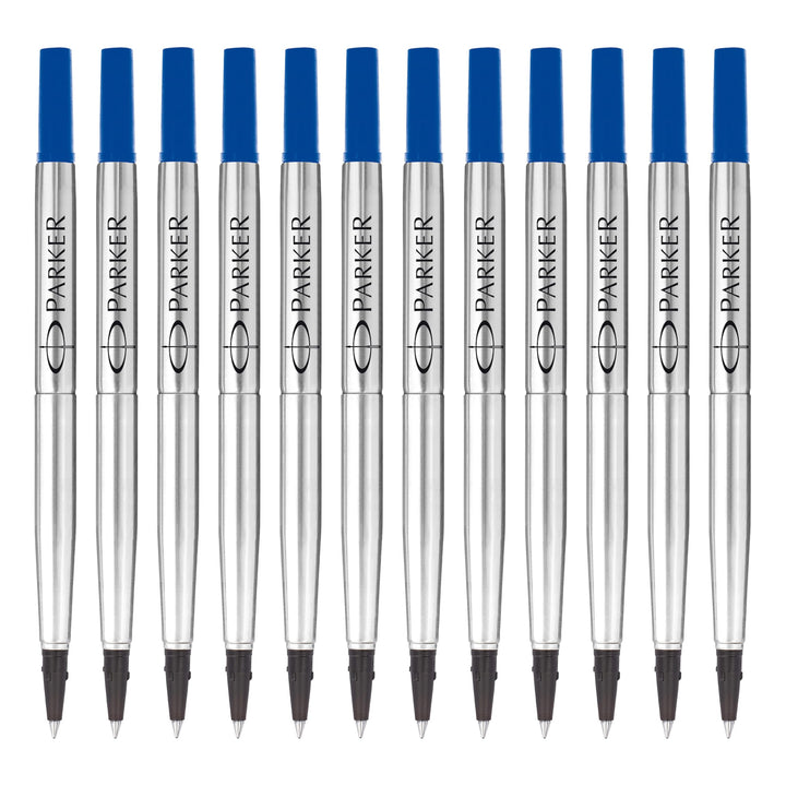 Parker Ersatzminen für Tintenroller | feine Spitze | blaue QUINK Tinte | 12 Stück Blau feine Feder,