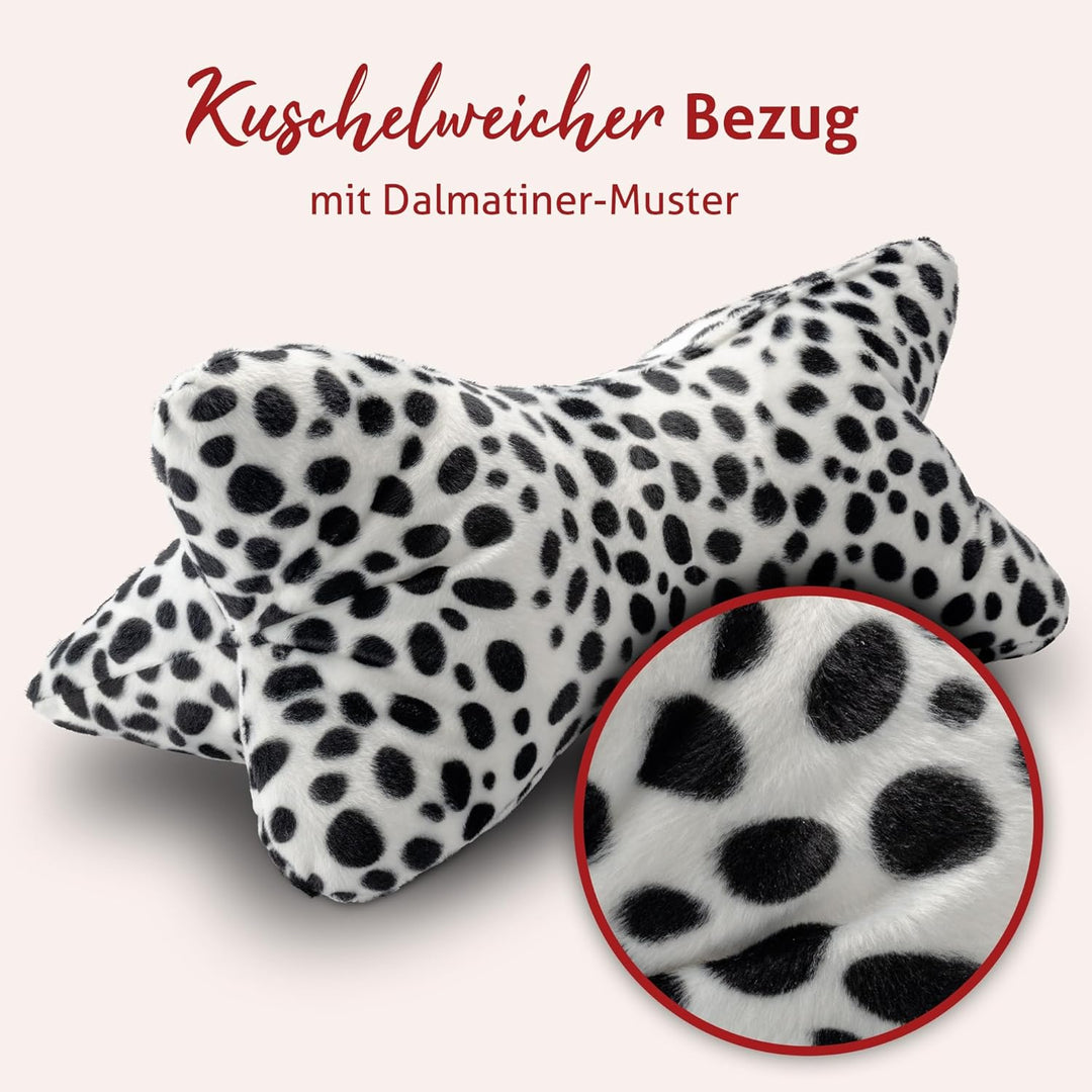 Leseknochen mit Tiermuster in Dalmatiner Optik | Buchstütze mit kuschelweichem Bezug | ca. 40 x 18 c