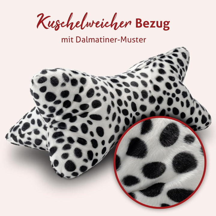 Leseknochen mit Tiermuster in Dalmatiner Optik | Buchstütze mit kuschelweichem Bezug | ca. 40 x 18 c