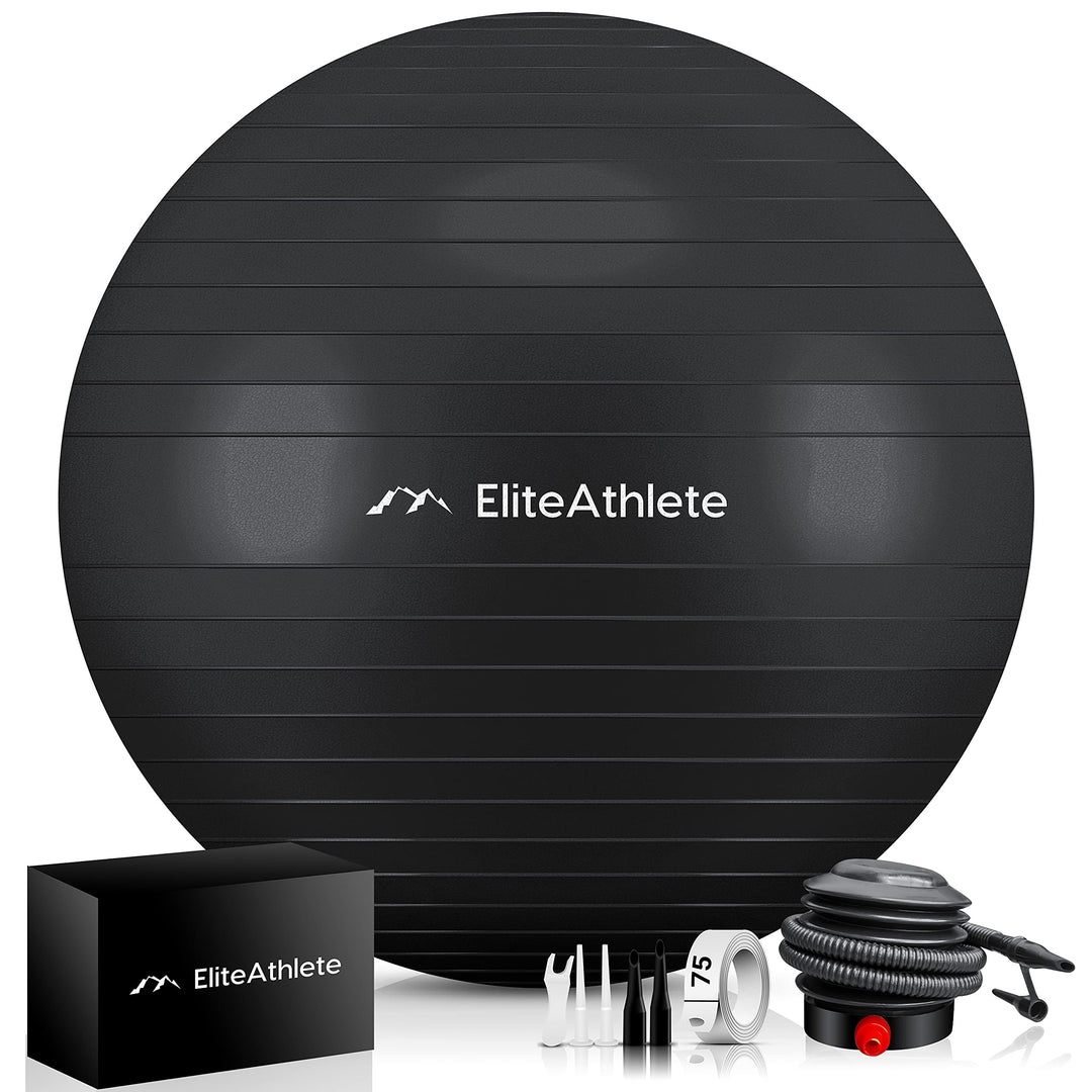 EliteAthlete Gymnastikball Sitzball Büro ergonomisch mit Anti Burst System - Fitness Pilates Schwang