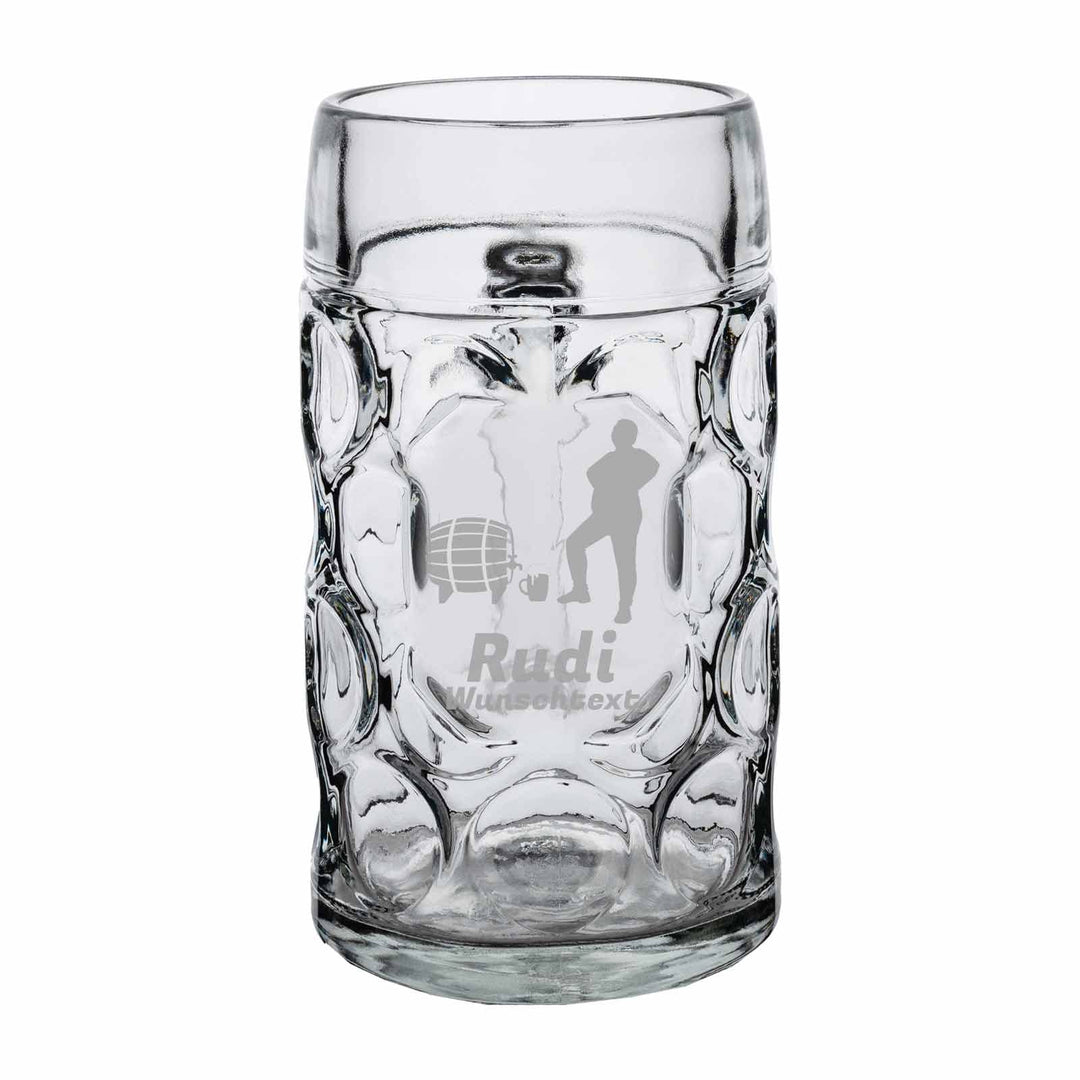 Isar Masskrug 1,0 Liter mit Gravur, 1 Stück, Personalisierter Bierkrug mit Motiv & Namen, Spülmaschi
