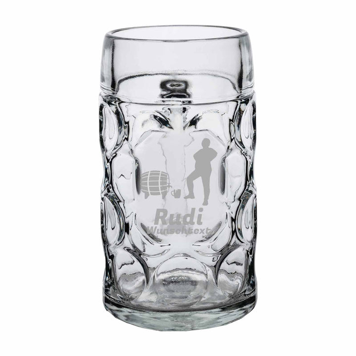 Isar Masskrug 1,0 Liter mit Gravur, 1 Stück, Personalisierter Bierkrug mit Motiv & Namen, Spülmaschi