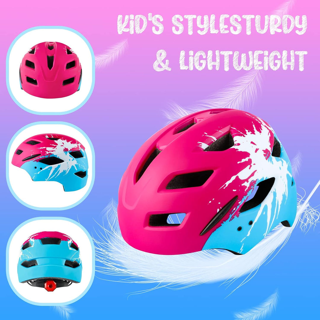 RaMokey Fahrradhelm Kinder, Fahrradhelm mit Licht für Kinder Leichter Kinderhelm mit Verstellbares Z