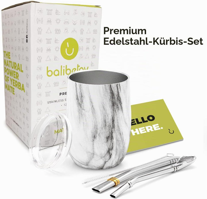 balibetov - Neu - Modernes Yerba Mate Gourd Set (Mate Tasse) - Doppelwandiger 18/8 Edelstahl Enthält