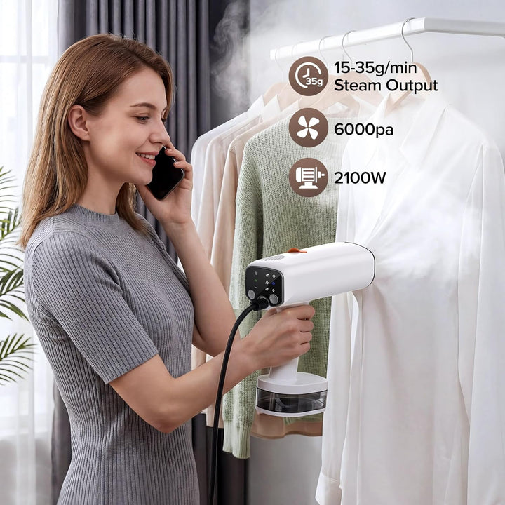 Lubluelu 2100W Garment Steamer, Fast-Heating Handheld Clothes Steamer with 6000Pa Suction, Portable