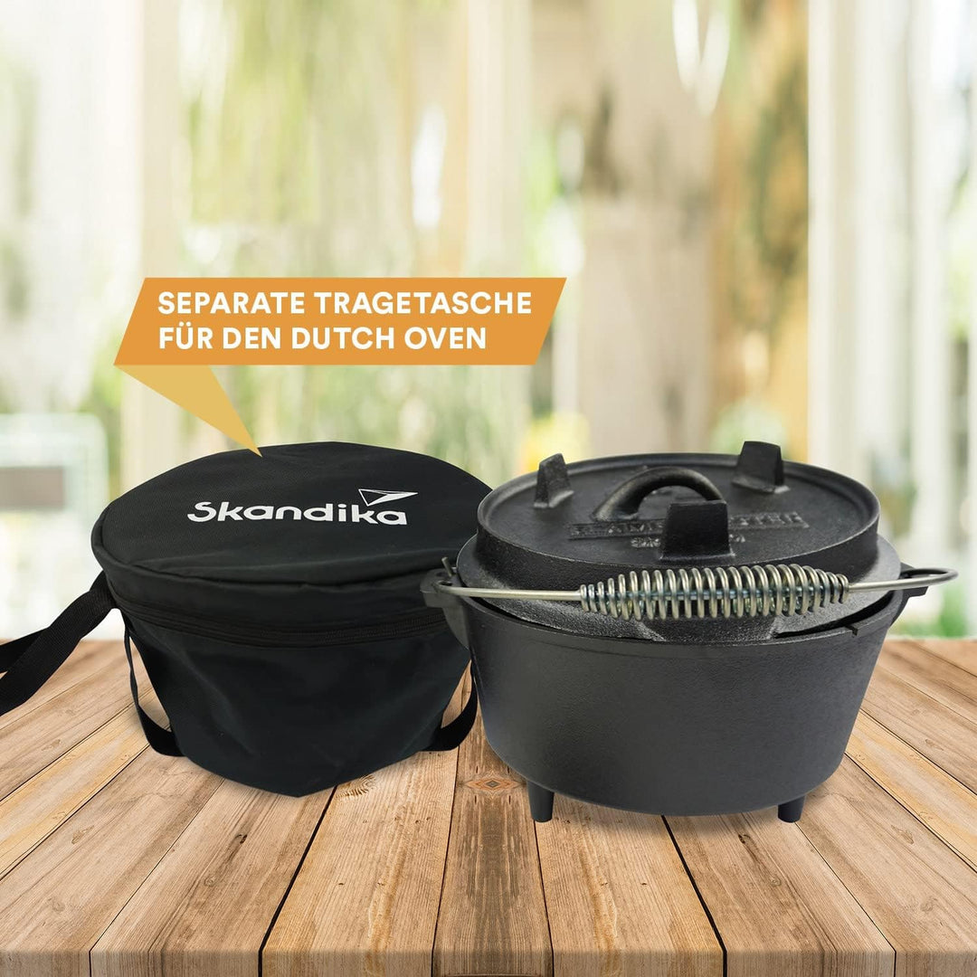 Skandika Dutch Oven Flame Master 7,1 L | Gusseisen Topf zum Kochen, inkl. Rezeptbuch der Sauerländer