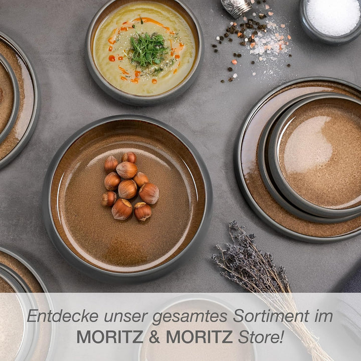 Moritz & Moritz SOLID Servierschale Beige - Grosse Schale aus hochwertigem Steinzeug, Modern & Zeitl